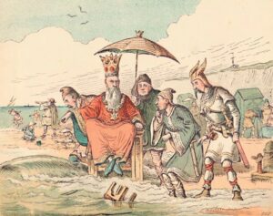 Canute 11th century British King commanding the sea